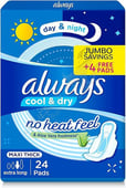 Always Cool & Dry No Heat Feel Maxi Thick Extra Long Sanitary With Wings 24 Pads