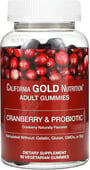 California Gold Nutrition Cranberry & Probiotic Gummies Natural Cranberry 90 Vegetarian Gummies