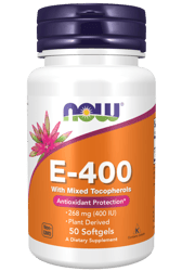 كبسولات فيتامين E-400 مع مزيج من التوكوفيرول من NOW