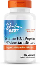 Doctor's Best Betaine HCl Pepsin & Gentian Bitters Digestive Support (120 Capsules)
