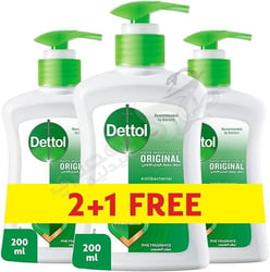 Dettol Original Handwash Liquid Soap Pump (Protects Against 100 Illness Causing Germs) (Pack Of 3) 200 Ml
