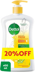 Dettol Fresh Handwash Liquid Soap Pump (Protects Against 100 Illness Causing Germs) Citrus & Orange Blossom Fragrance @20% Off 400 Ml