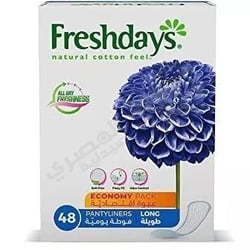 Freshdays Natural Cotton Feel Pantyliners Long 48 Pads