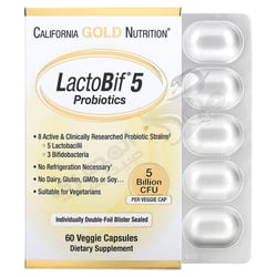 California Gold Nutrition LactoBif 5 Probiotics 5 Billion CFU 60 Veggie Capsules
