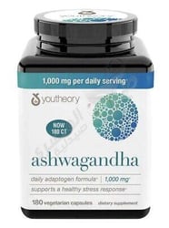 youtheory Ashwagandha 1000 mg ISI 180 Vegetarian Capsules