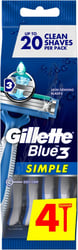 Gillette Blue 3 Pcs 4 Razors