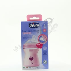 Chicco Natural Feeling Anti-Colic Bottle + 2 Pink Months 250 ml