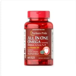 Puritan'S Pride All In One Omega 3, 5, 6, 7 & 9 With Vitamin D3 60 Softgels