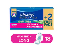 Always Protect Plus Pads with Touch of Aloe Vera - Long - Maxi Thick - 18 Pads