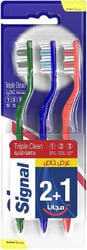 Signal Triple Clean Medium for plaque removal and protection against cavity Toothbrush 3PC