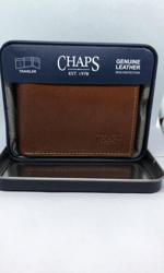 محفظة Chaps من الجلد الطبيعي باللون البني للمسافر