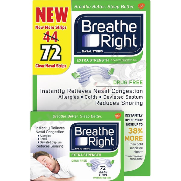 Breathe Right Extra For Sensitive Strips 72 Count