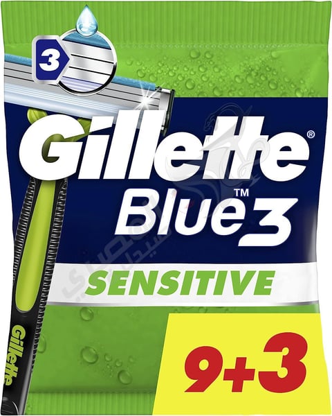 Gillette Blue3 Sensitive Men'S Disposable Razors : 9+3 Razors