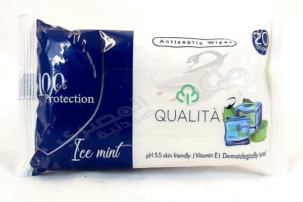 Qualita Antiseptic Wipes (Ice Mint 20 Pieces)