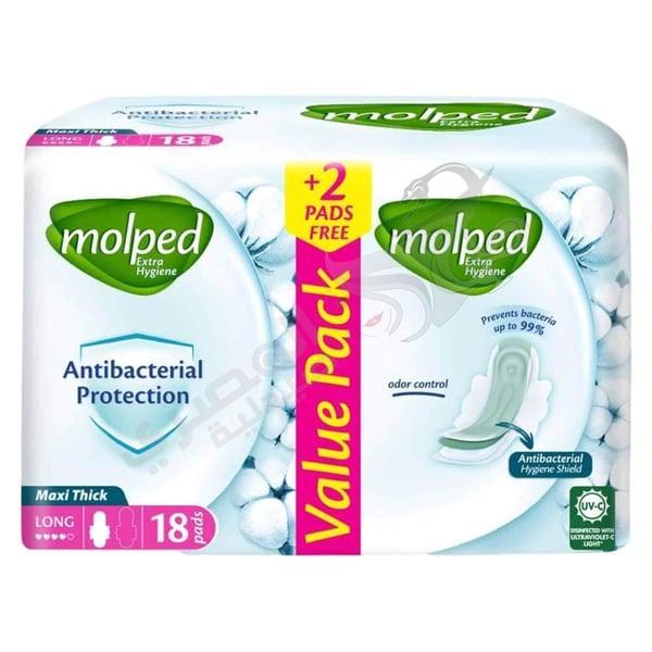 Molped Antibacterial Maxi Thick Long18+2 Pcs Free