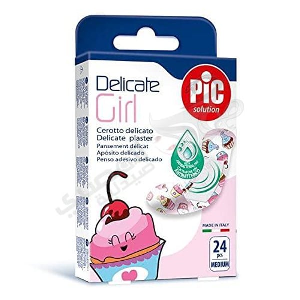 Pic Solution Waterproof Bandages Containing Antibacterial Solution For Girls Size 19*72 Ml 24 Pieces