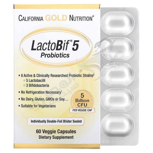 California Gold Nutrition LactoBif 5 Probiotics 5 Billion CFU 60 Veggie Capsules