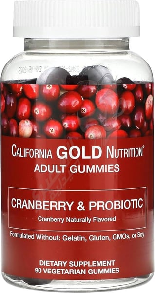 California Gold Nutrition Cranberry & Probiotic Gummies Natural Cranberry 90 Vegetarian Gummies