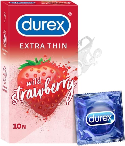 Durex Extra Thin Wild Strawberry Flavoured Condoms for Men - 10s