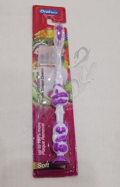 Oral Shine Kids Toothbrush - Soft - Crossaction Pro-Health - Purple And White 6939624302228