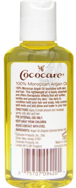 Cococare  100% Natural Moroccan Argan Oil 2 Fl Oz 60 Ml