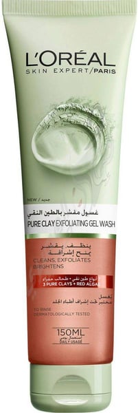 L'Oreal Face Cleanser Paris Pure Clay Red With Red Algae Exfoliates And Brightens By 150 Ml