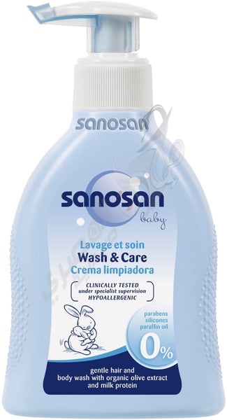 Sanosan Baby Wash&Care Hair&Body With Pump 200 Ml