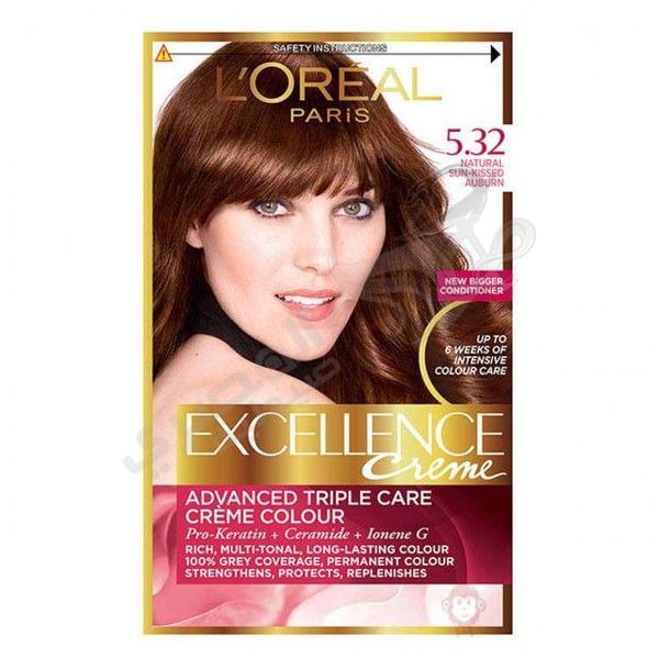 L'Oreal Paris Excellence Hair Pigment Cream 5.32 Sun Kissed Auburn 5.32 Sun Kissed Auburn By 108 Ml